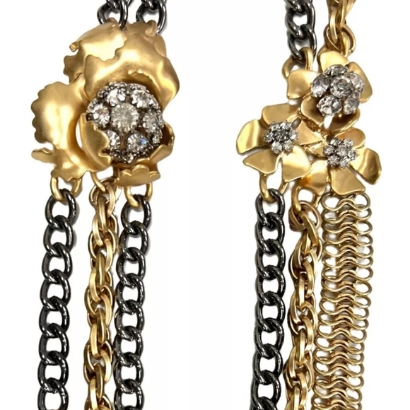 J .Crew Rera Gold and Black Chain Necklace with 3D Floral Accents - Picture 7 of 16